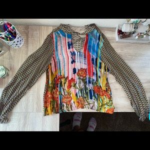 Anthropologie Long sleeve colorful blouse